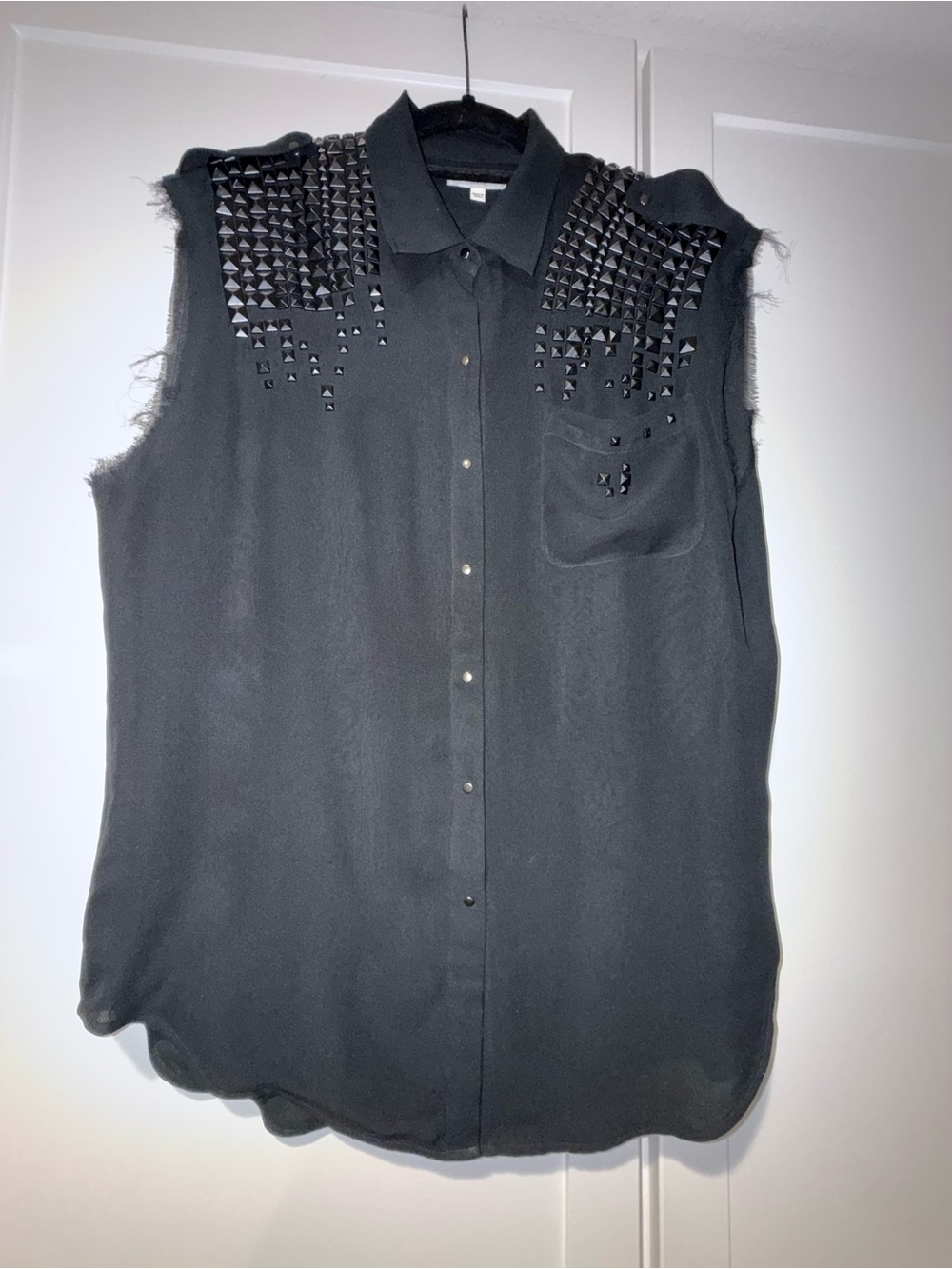 Equipment Black Studded Sleeveless Blouse